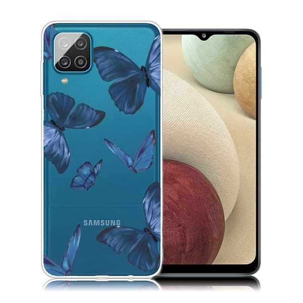 Deco Samsung Galaxy A12 5G kotelot - Sininen Perhosia Blue
