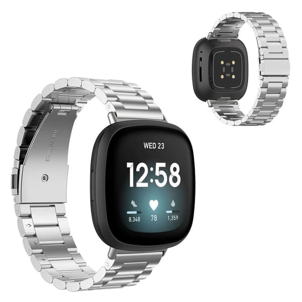 Fitbit Sense / Versa 3 klokkerem i rustfritt stål - Sølv Silver grey