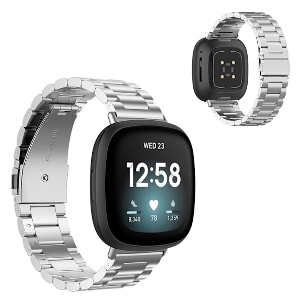 Fitbit Sense / Versa 3 rostfritt stål klockarmband - silver Silvergrå