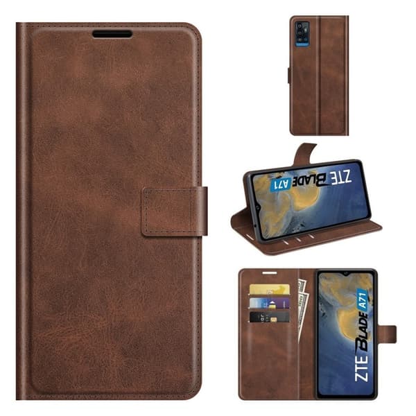 Læretui med Lommebok til ZTE Blade A71 - Kaffe Brown