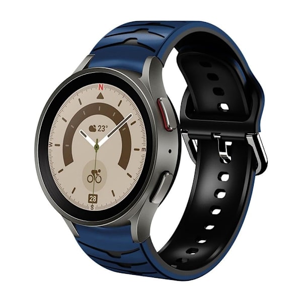 Samsung Galaxy Watch 5 / 5 Pro / 4 buet linje stil silikone urrem - Mørkeblå / Sort Blue