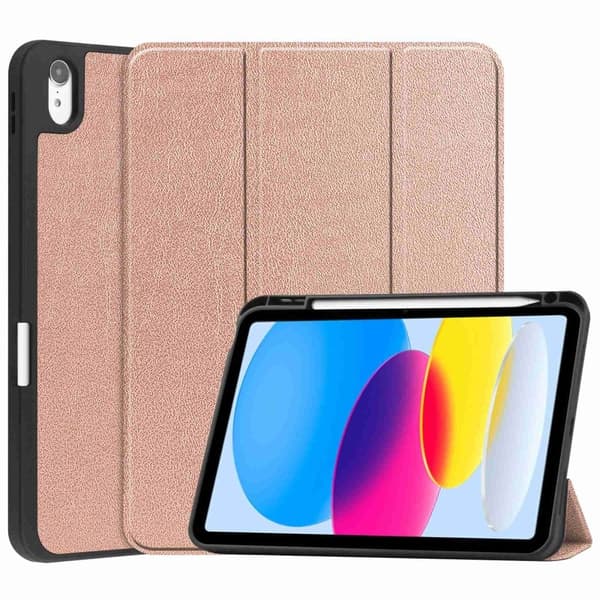 iPad 10.9 (2022) trefoldig skinnveske - Rose Gull Pink