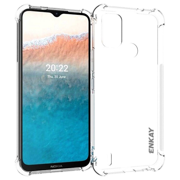 ENKAY klart faldsikkert etui til Nokia C21 Plus Transparent