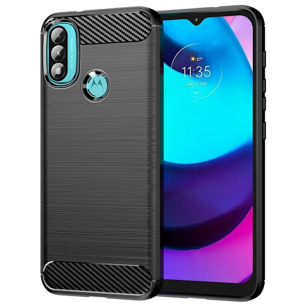 Carbon Flex Etui Motorola Moto E30 / E20 / E40 - Svart Black