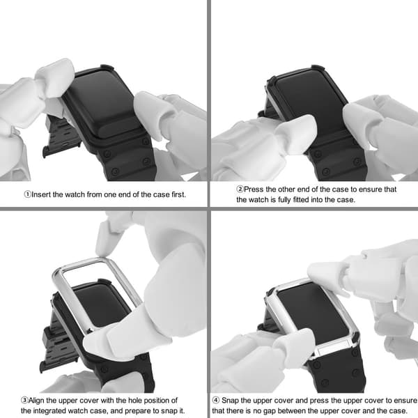 Huawei Band 8 / 7 / 6 rem med skyddshölje - Silver + Svart Silvergrå