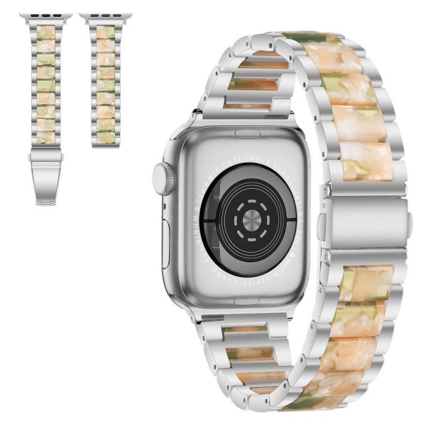 Apple Watch 40 mm elegant urrem med tre perler + rustfrit stål - Sølv / Lyserød / Grøn Multicolor