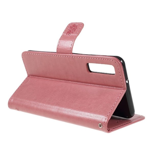Butterfly läder Samsung Galaxy A7 (2018) fodral - Rosa Rosa
