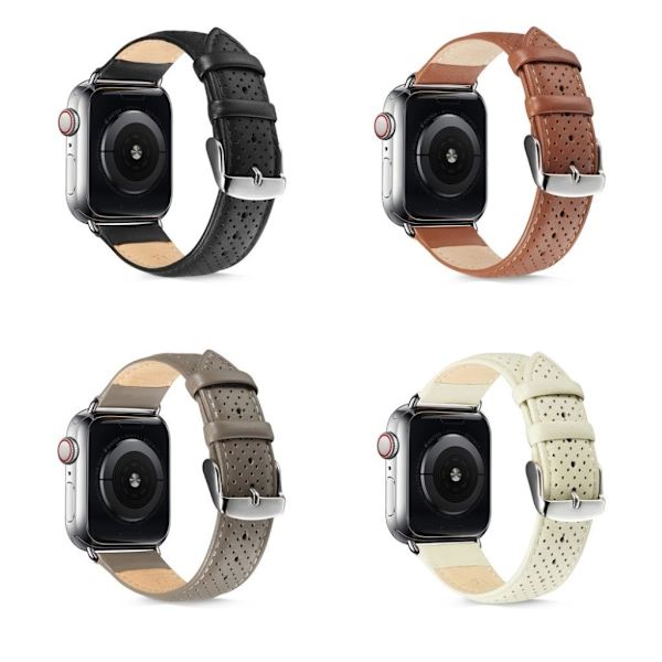 Apple Watch Series 5 40mm ægte læder urrem - Sort Black