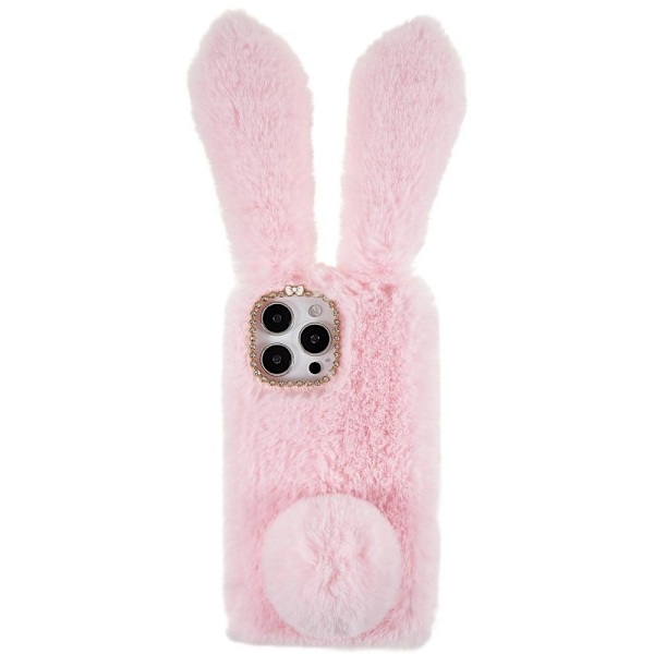 Fluffy Rabbit iPhone 14 Pro Max skal - Rosa Rosa