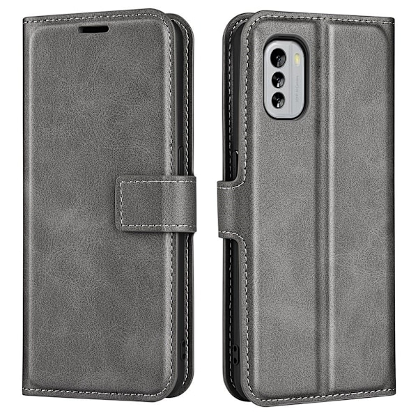 Hållbart konstläder Nokia G60 fodral med plånbok - Silver/Grå Silvergrå