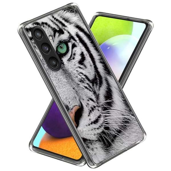 Deco Samsung Galaxy S24 cover - Tigerhoved Silver grey