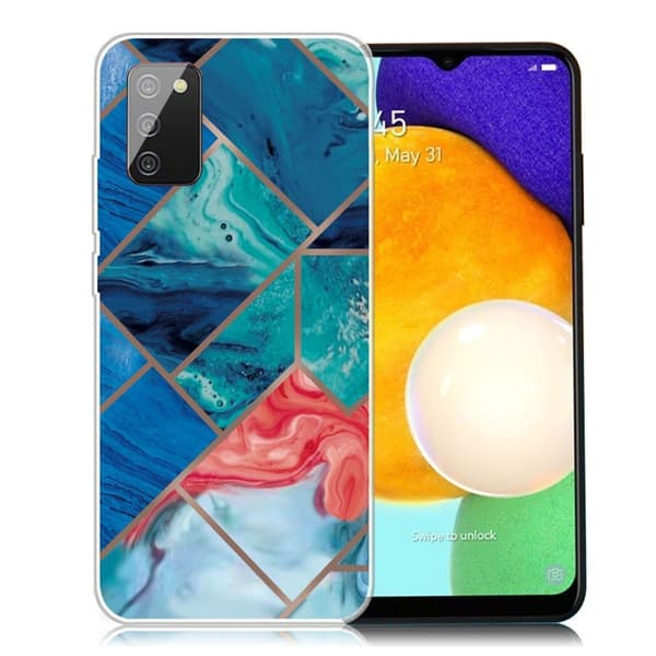 Marble design Samsung Galaxy A03s cover - Blå Og Orange Marmor Multicolor