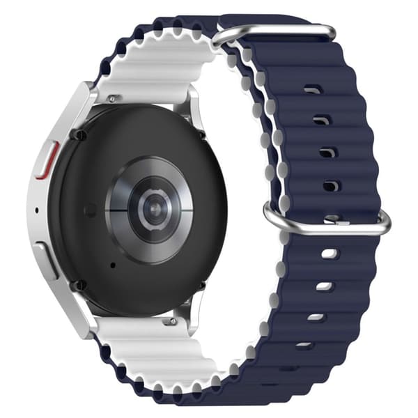 22 mm universellt dubbelfärgat klockarmband i silikon - Midnattsblå / Vit Blå