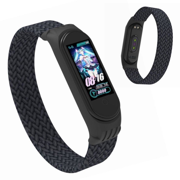 Xiaomi Mi Band 5 / 4 / 3 elastic nylon watch band - Charcoal / S Svart