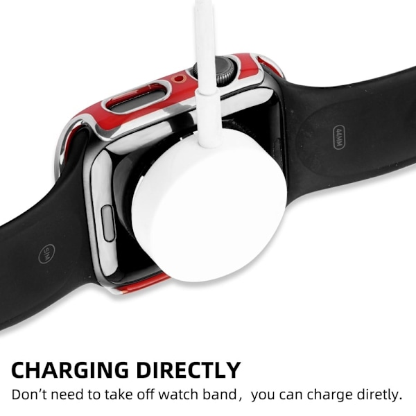 Apple Watch SE 2022 (44mm) dual color electroplating cover with tempered glass - Red / Silver Röd