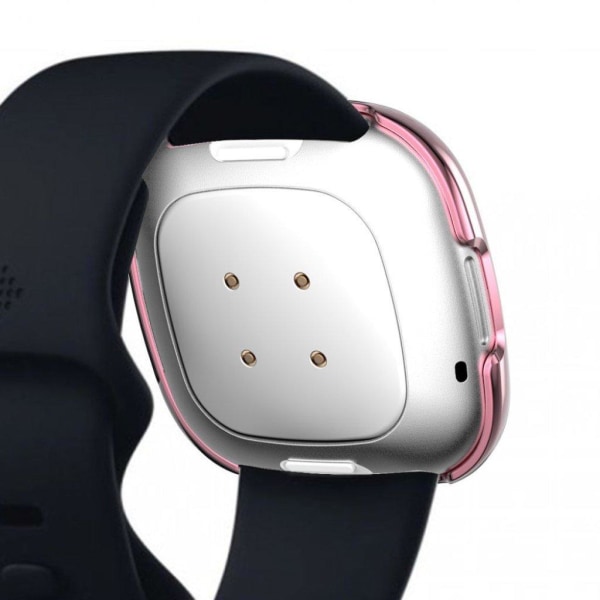 Fitbit Versa 3 / Sense dual-row rhinestone frame - Transparent / Pink Pink