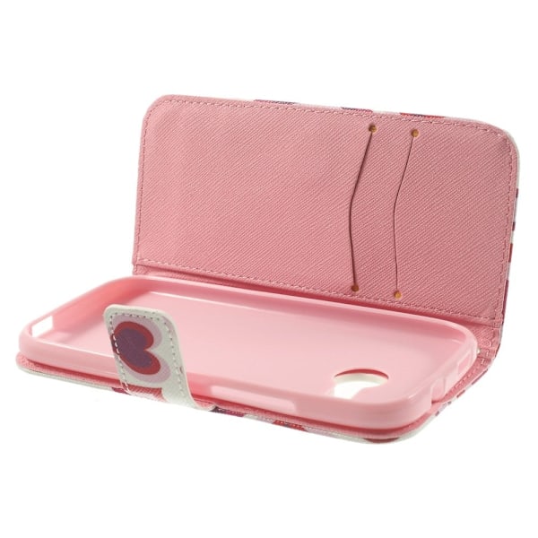 Moberg (Hjerter) HTC One Mini 2 Læder Flip Etui Multicolor