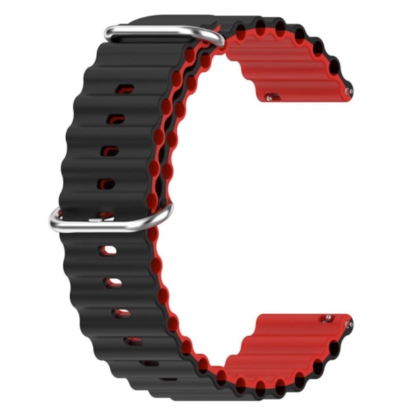 22mm Universal dual color silicone watch strap - Black / Red Röd