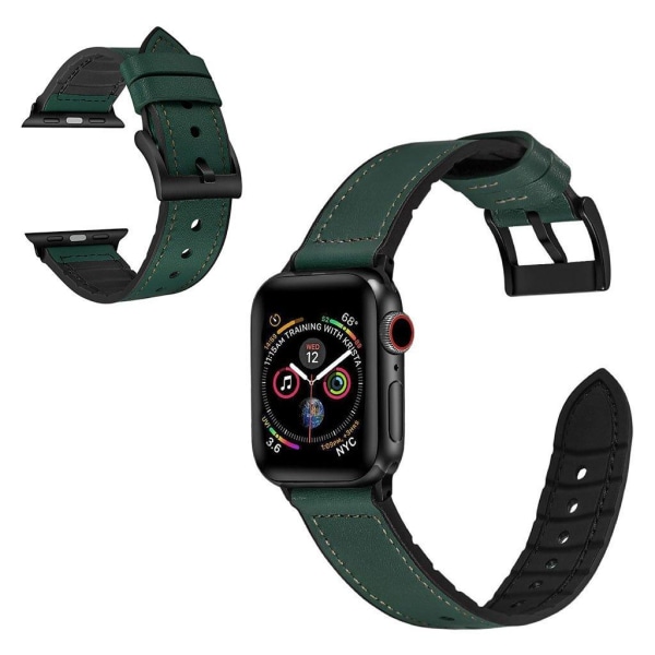 Apple Watch Series 6 / 5 44mm silicone + leather coated watch ba Grön