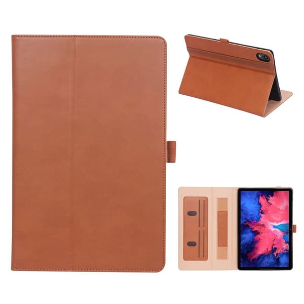 Lenovo Tab P11 läderfodral med inbyggd handrem - Brun Brun