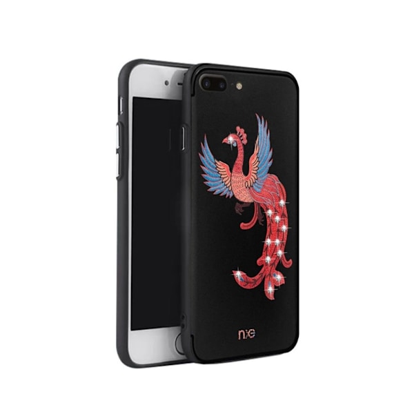 iPhone 7 Plus / 8 Plus broderet føniksmønstret rhinestone etui - Blå Vinger Blue