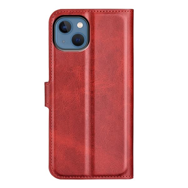 Skinn-etui i lommebok-stil for iPhone 14 - Rød Red