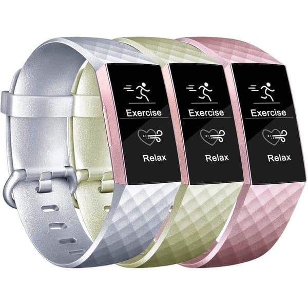 Fitbit Charge 3 shiny silicone watch band - Champagne Gold Size: S Guld