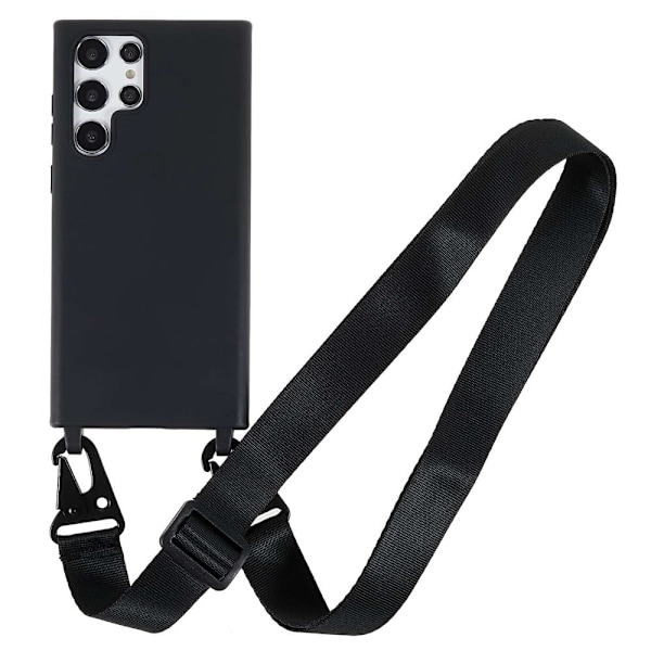 Tyndt TPU-etui med mat finish og justerbar strop til Samsung Galaxy S22 Ultra - Sort Black