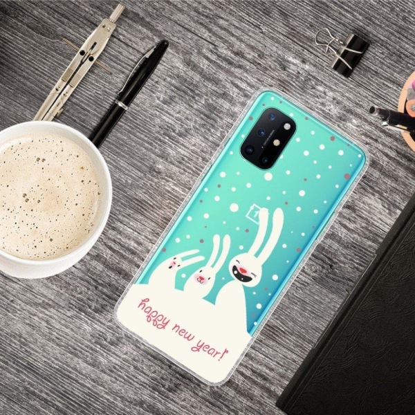 Christmas OnePlus 8T case - Cute Bunnies White