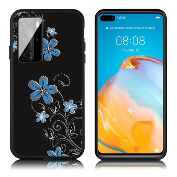 Imagine Huawei P40 Cover - Blå blomster Blue