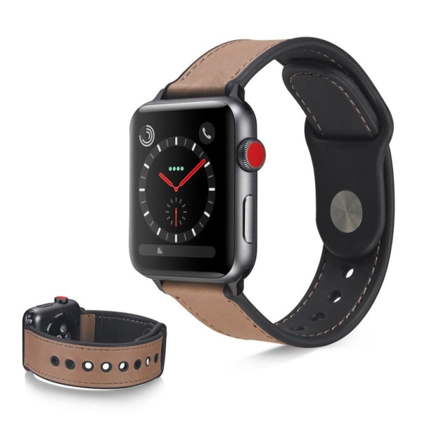 Apple Watch Series 6 / 5 44mm tyylikäs nahkakellon ranneke - Vaalean Ruskea Brown