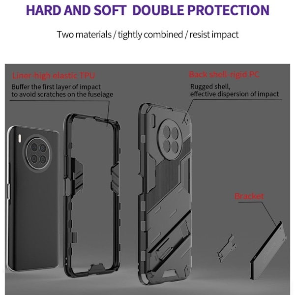Shockproof Hybrid Suojakuori With A Modern Touch For Honor 50 Lite / Huawei Nova 8i - Vauvasininen Blue