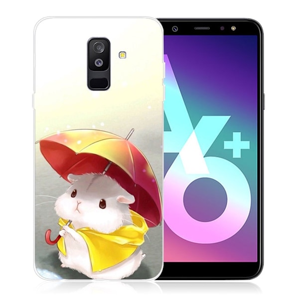 Samsung Galaxy A6 Plus (2018) mobilskal silikon tryckmönster - Hamster håller paraply multifärg