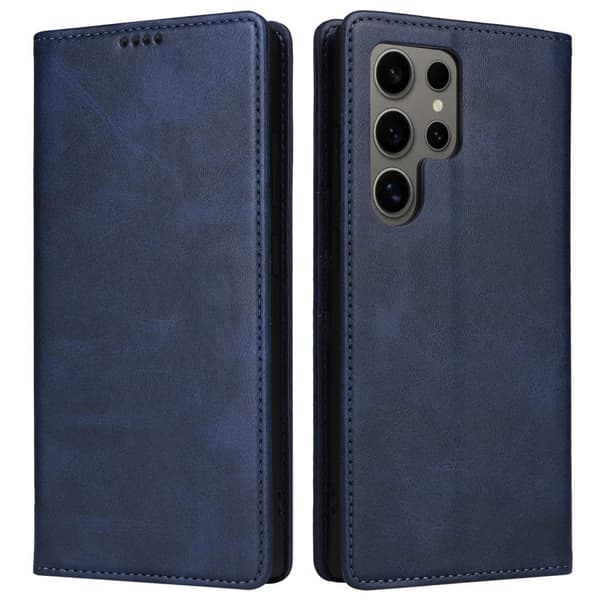 Samsung Galaxy S24 Ultra Case RFID Blocking Wallet Leather Phone Cover - Blå Blue