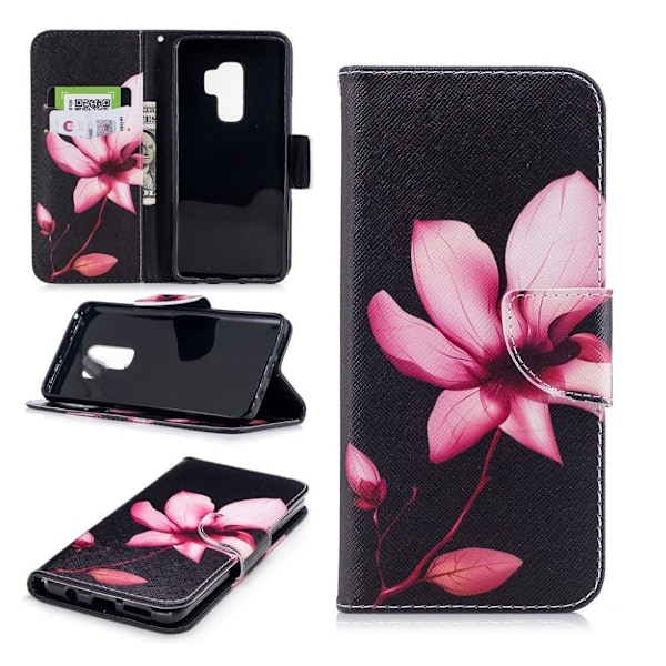 Samsung Galaxy S9 Plus Printet Mønster PU læder flip etui - frisk blomst Purple
