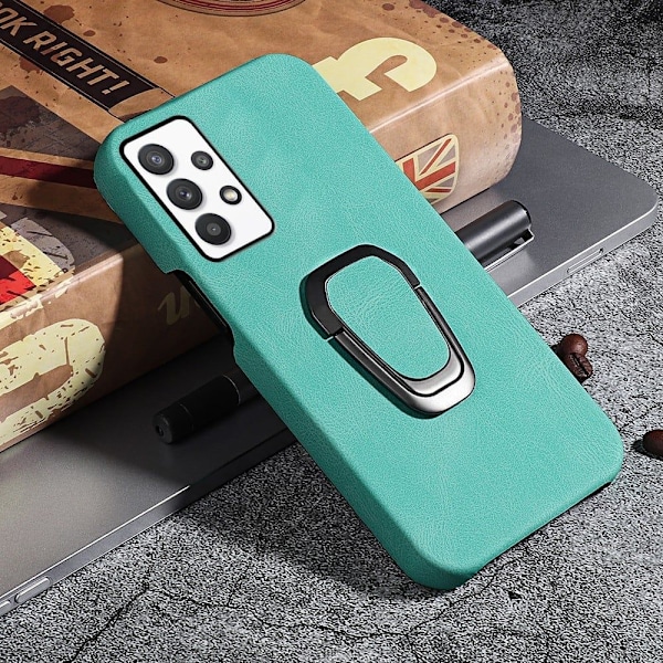 Stötsäkert läderfodral med oval kickstand för Samsung Galaxy M32 5G / A32 5G - Matcha Grön Grön