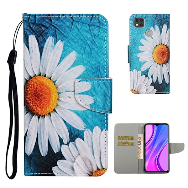 Wonderland Xiaomi Redmi 9C Flip etui - Marguerite blomst Multicolor