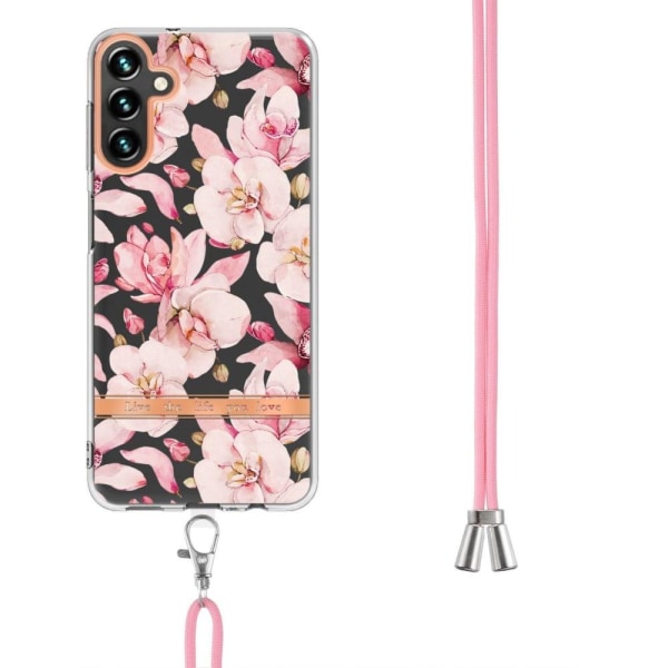 Slim och Hållbar Mjukskal med Handledsband till Samsung Galaxy A34 5G - Hc005 Pink Gardenia Rosa