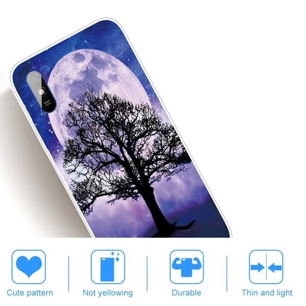 Deco Xiaomi Redmi 9A Etui - Træ og Måne Purple