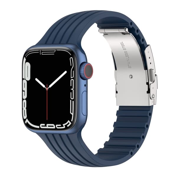 Apple Watch (41 mm) stripe silikonklokkerem med foldelås - Midnattsblå Blue