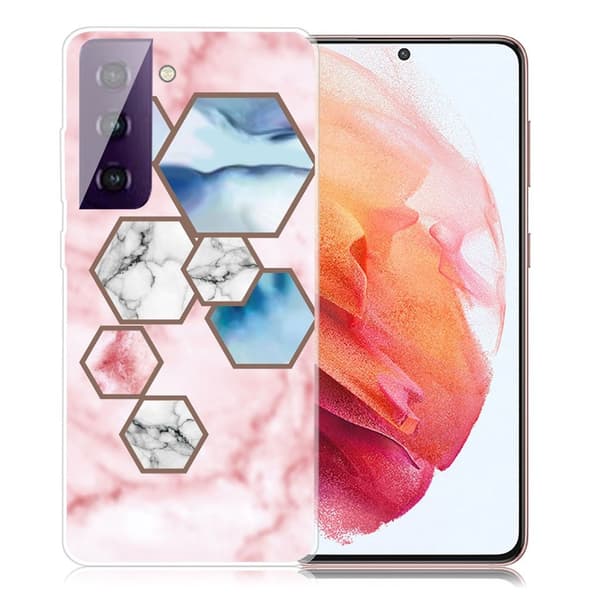Marble Samsung Galaxy S21 Etui - Hexagon Fragment Marble Multicolor