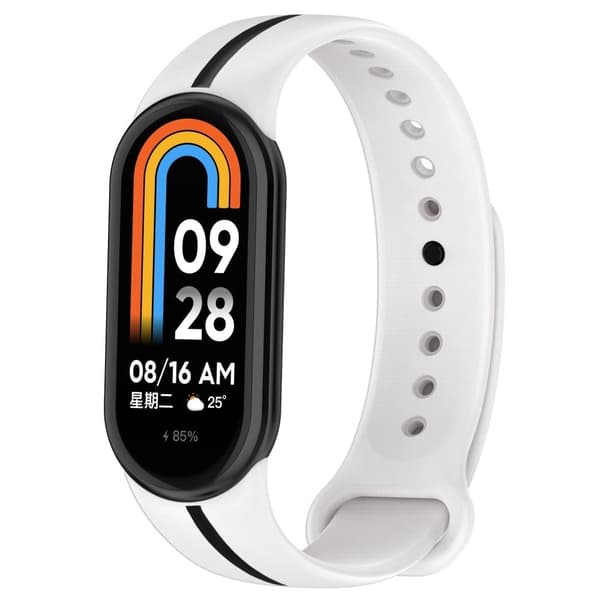 Xiaomi Smart Band 8 silikone bi-farvet rem - Hvid / Sort White