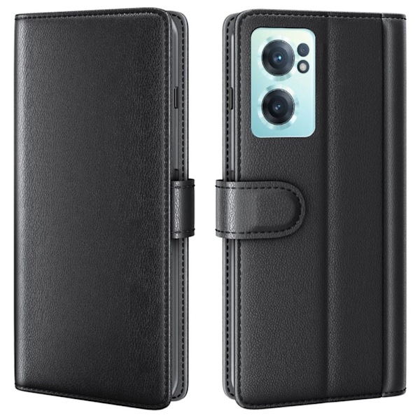 Äkta läder OnePlus Nord CE 2 5G fodral med korthållare Svart