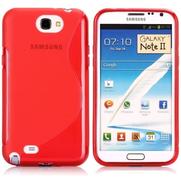 S-Line Transparent (gjennomsiktig) Samsung Galaxy Note 2-deksel Red