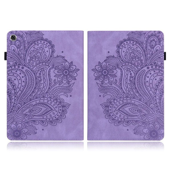 Lenovo Tab M10 FHD Plus flower imprint leather case - Purple Purple