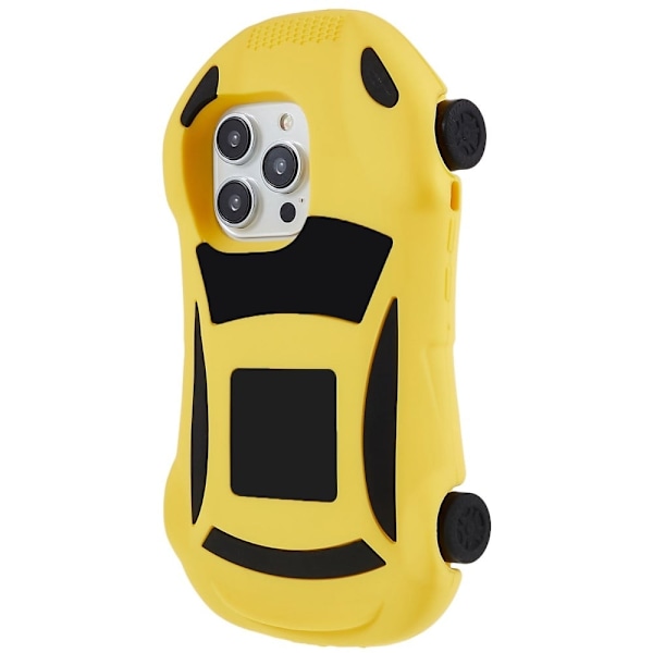 iPhone 14 Pro Max söpö kilpa-auton tyylinen silikonisuojus - Keltainen Yellow