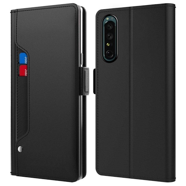 Phone Suojakotelo With Make-up Mirror And Slick Design For Sony Xperia 5 II - Musta Black