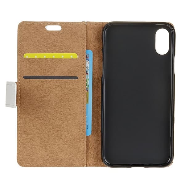 iPhone Xr flip cover i læder med mønsterprint - Usa'S Flag Og Kat, Der Holder Hjerte Multicolor