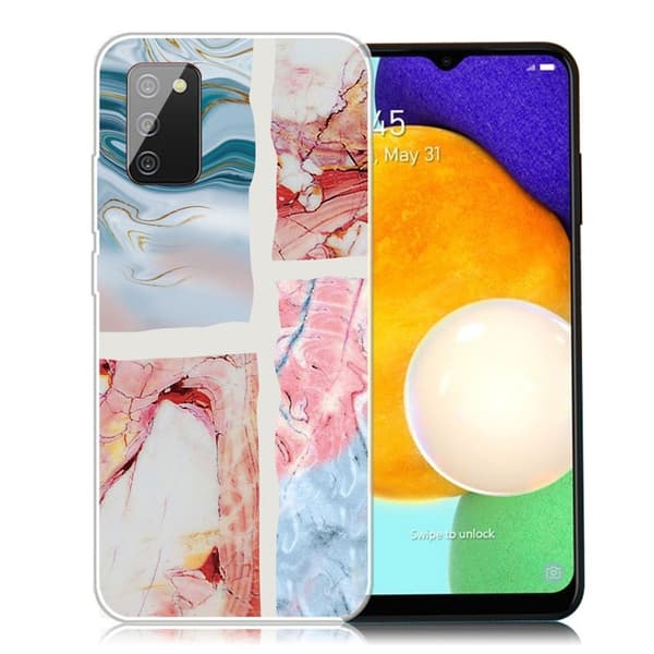 Marmordesign Samsung Galaxy A03s deksel - Bølgete Marmorfliser Multicolor