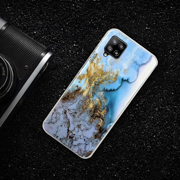 Marble Samsung Galaxy A42 5G Etui - Bluish Guld Marmor Blue